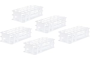 sourcing map Plastic Test Tube Rack Holder 21 Holes 3 Layers Lab Detachable Tube Holder White for 30mm Test Tubes, Pack of 5