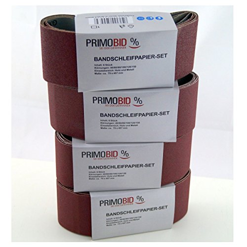 24 Stk. Bandschleifpapier 75 x 457 mm Körnung: 40/60/80/100/120/150 - 5