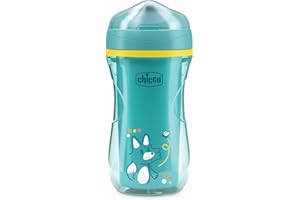 Chicco Active Cup Bicchiere Antigoccia Plastica Bambini 266 ml, Tazza Biberon 14+ Mesi per Imparare a Bere, Termica con Beccuccio Ergonomico Anti Morsi e Valvola Facili Sorsi, senza BPA, Azzurro