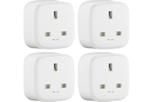 Amazon Basics Single Outlet Indoor Wi-Fi Smart Plug, works with Alexa only, 4 Pack, White, UK