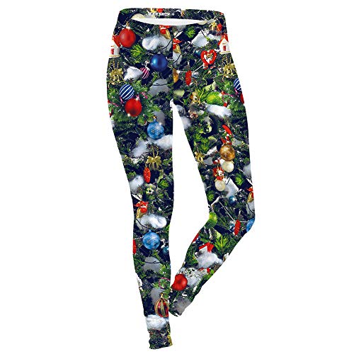Preisvergleich Produktbild Rocita Damen Strumpfhosen Weihnachten Yoga Hosen Herrliche Weihnachtskugeln Leggings mit hoher Taille Gamaschen für Alltäglichen Sport Gymnastik Training und Kostüm, XL