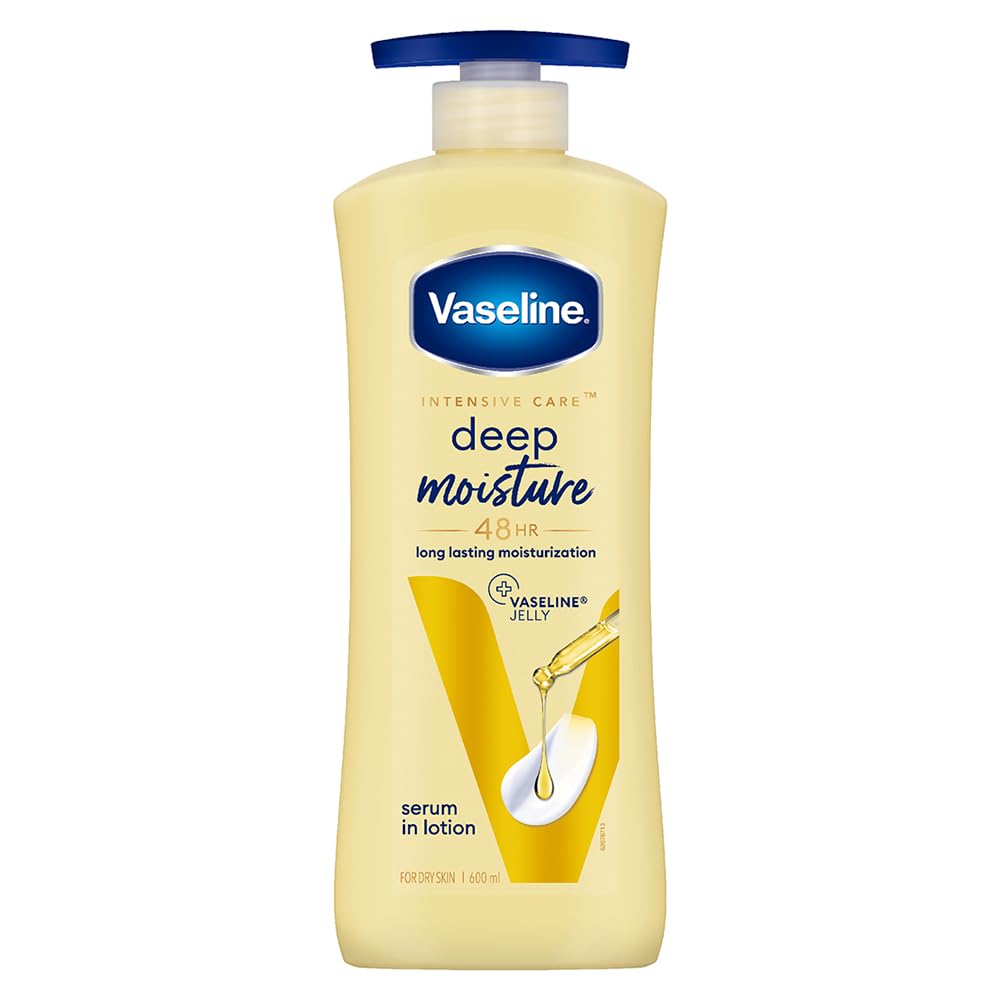 Vaseline Intensive Care, Deep Moisture Nourishing Body Lotion, 600ml, for Radiant, Glowing Skin, with Glycerin, Non-Sticky, F