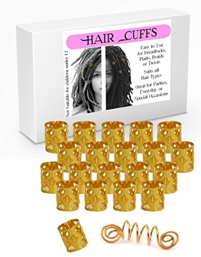 20 Gold Heart Design Dread Lock Cuffs & 1 Free Viking Dreads Bead
