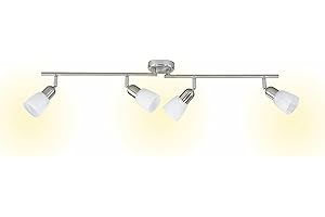 ‎BRILLIANT BRILLIANT Lampe Sofia Spotrohr 4flg eisen/chrom/weiß | 4x D45, E14, 40W, geeignet für Tropfenlampen (nicht enthalten) | Arme drehbar/Köpfe schwenkbar