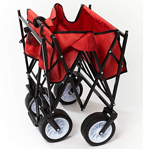 Faltbarer Bollerwagen mit Dach für Strand und Offroad, 80 kg Tragkraft, 10 Zoll Luftbereifung, Transportwagen, Tragkraft: 80 kg, Maße:ca.86x53x104cm, Deichsel, Stahlrohrgestell, IZZY SPORT - 8