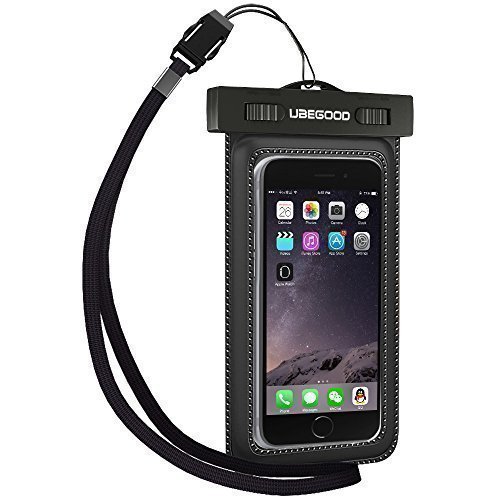 Preisvergleich Produktbild Wasserdichte Taschen, Ubegood Universal Wasserdichte Handytasche, IPX8 Wasser und-staubdichte Hülle für Apple iPhone 7 / 7 Plus, Samsung s7 / s7 edge etc nicht mehr als 6 Zoll Mobiltelefon (Schwarz)