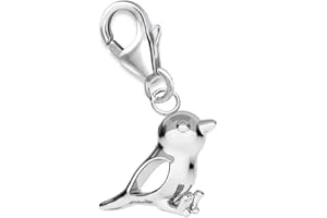 GOLDENE HUFEISEN Mini petit moineau mousqueton pendentif pour bracelet à breloques ou chaîne porte-breloques en argent 925, Argent sterling, Pas de gemme