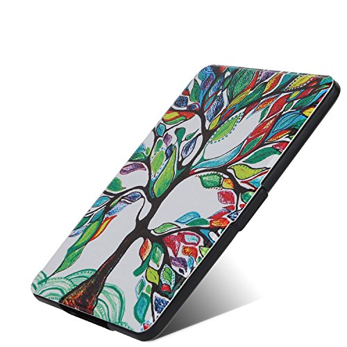 Jiajun Kindle Paperwhite Hülle – Ultra Leightweight PU Leder Schutzhülle Schale Smart Case für Alle Kindle Paperwhite (2015/2014/2013/2012 Generation mit 6 Zoll Display und Einbauleuchte), Glück Baum - 4
