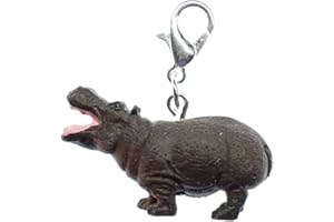 Miniblings Nilpferd Hippo Charm Safari Zoo Gummi 30mm grau Flusspferd - Handmade Modeschmuck I Kettenanhänger versilbert - Bettelanhänger Bettelarmband - Anhänger für Armband