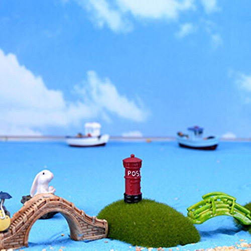 yixuan 4 Stück Miniatur Retro Briefkasten Fairy Garden Ornament Blumentopf Puppenhaus Decor - 4