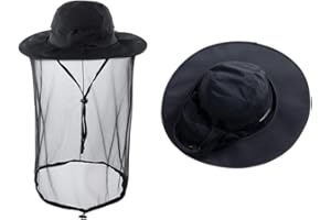 HunterBee Moskitonetz-Hut Insektenhüte mit Netz Imker-Imker-Bienenzucht-Schleier-Hut Safari Wandern Gartenarbeit Mesh Kapuze