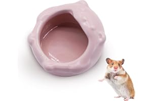 LuckyOpt Small Ceramic Pet Hamster Bowl, Easy to Clean Anti Flipping Hamster Food Bowl Small Animal Bowls, Hamster Food and Water Bowl for Golden Bears, Rabbits, Hedgehogs, Dutch Pigs, Parrots (Pink)