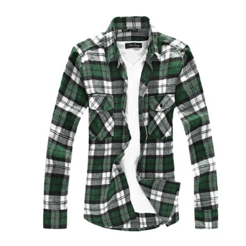 Move&Moving(TM) Mens Long Sleeves Check Print Casual Shirts Plaid Flannel Shirt
