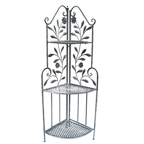 Eiseneckregal 3 Etagen 49x35x126cm antik grau Gartenregal