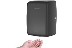 anydry 2803D Mini Comercial secador de Manos eléctrico automático, Ahorro de Espacio en el baño, Carcasa de Acero Inoxidable.1350 vatios.(Mate Negro)