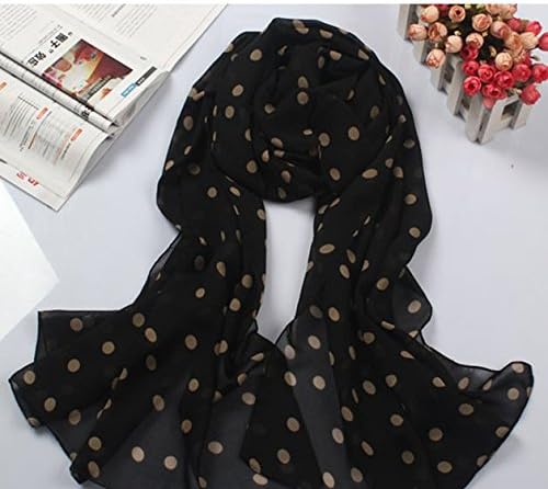 Ladies Black Polka Dots Chiffon Scarf 172X70cm Free Delivery Fashional