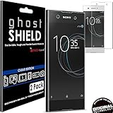 [Pack of 2] TECHGEAR&reg; Sony Xperia XA1 [ghostSHIELD Edition] Genuine Reinforced TPU Screen Protector Guard Covers with FULL Screen Coverage including Curved Screen Area [3D Curved Edges Protection]
