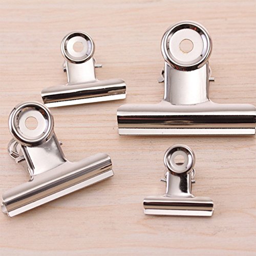 CAOLATOR Metall Edelstahl Beutelklammer Brief-Klemmer Datei-Clip 63mm XL 3 Stück - 2