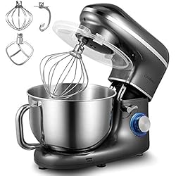 Robot Pâtissier, Cookmii 1500W Robot Pétrin Silencieux Robot de Cuisine Multifonctionn Pétrisseur Professionnel avec Batteur Électrique, Batteur, Fouet, Bol 5.5 L