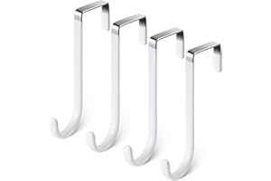 flintronic Perchero Puerta, 4 Piezas Acero Inox Gancho Puerta Colgador Puerta, sin Taladrar gancho pared ganchos para colgar ropa, Colgador Puerta Utilizable en Ambos Lados, Para Dormitorio, Baño