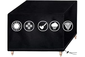 Housse de Protection Salon de Jardin, AOBETAK OxfordFabric 210D Bache de Protection étanche d'extérieur avec Anti UV Revêtement Intérieur, Cube 125 x 125 x 74 cm,Noir