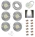 Produktbild 6er Set flacher LED Einbaustrahler Farbe Chrom mit 230V 5W LED Einbautiefe 3cm LED weiß mit 230V Anschlussklemmen