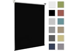 Zarnan Store Enrouleur Occultant sans Perçage, Isolant Thermique pour Fenêtre ou Porte, Facile à Installer, Protéger Votre Vie Privée, pour Chambre,Salon, Salle de Bain,Noir,75l x 130L cm
