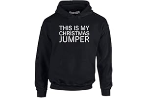 Brand88 - "This is My Christmas Jumper” Novelty Pullover Kids Hoodie for Boys and Girls - Kangaroo Pouch Pocket Long Sleeve Hooded Top