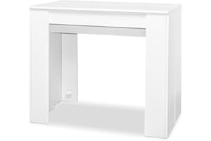 FRANKYSTAR Fortino - Tavolo consolle estendibile da 50 a 250 cm tavolo allungabile tavolo a scomparsa. Design moderno con finitura bianco. Fino a 12 posti.