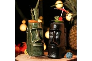 CHONGJIAN Lot de 2 mugs Tiki en céramique pour cocktails et soirées Luau - Idée cadeau pour la maison ou un bar - 700 ml