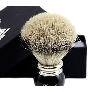 Haryali London Modern Black Silver Tip Badger Hair Shaving Brush Top Quality+ Free Brush Holder 1 Count (Pack of 1) - Image 6