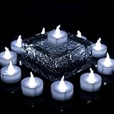 ►Paket Inhalt: 24 LED-Teelichtkerzen mit Zeitfunktion (Batterien vorinstalliert), White Flickering Light. Größe 1,4 