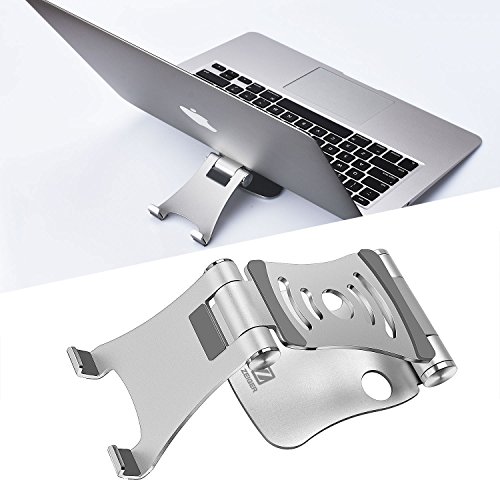 Faltbar Tablet Ständer Multi-Winkel ZEIGER einstellbar Handy Halter für 4-13″ Tablet iPad Air Pro mini,iPhone,macbook,kindle Samsung Tab mini Aluminium Reise Tablet Ständer Tischplattenhalter Tisch Halterung Silber Y192S - 8