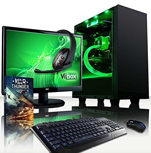 VIBOX Warrior Komplett-PC Paket 4.148 Gaming PC - 4,0GHz AMD FX 6-Core CPU, RX 460 GPU, leistungsfähig, Wassergekühlter Desktop Gamer Computer mit Spielgutschein, 22" HD Monitor, Gamer Tastatur & Mouse, Grün Innenbeleuchtung, lebenslange Garantie* (4,0GHz übertakteter Superschneller AMD FX 6300 Sechs 6-Core Prozessor CPU, MSI AMD Radeon RX 460 2GB Grafikkarte, 8GB Team Elite 1600MHz RAM, 2TB Festplatte, Raijintek Triton Wasserkühler, 85+ Netzteil, NZXT Gehäuse, Ohne Windows Betriebssystem)