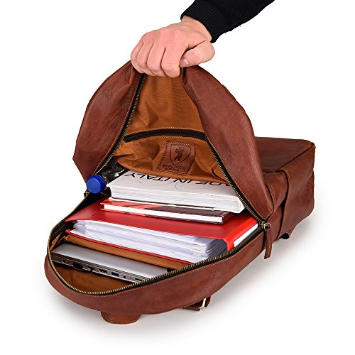 Rucksack f  r Laptop BERLINER BAGS Hamburg XL aus Leder Notebookrucksack 15 6 15 4 Zoll Laptopfach mit Schutz Wasserdicht Braun Damen Herren Vintage G