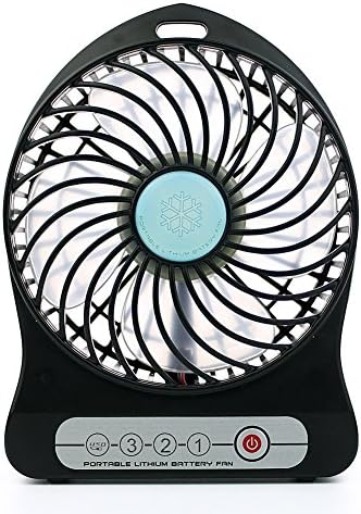 JVJ Portable 3 Gears USB/Battery Fan Desk Fan with 2200mAh 16850 Lithium Battery (Black)