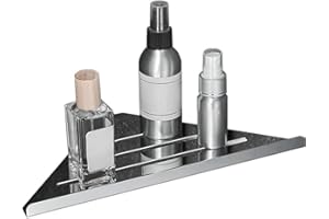 Biutimarden Mensola Angolare per Doccia,Senza Foratura Acciaio Inox Stoccaggio Portaoggetti da Bagno,Antiruggine Autoadesiva Triangolo Accessori Bagno per Bagno Cucina(Cromo,30CM)