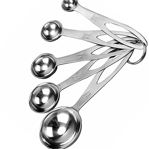 5Pcs Edelstahl Messlöffel-Sets Messbecher für Küche Kochen Backen - 2