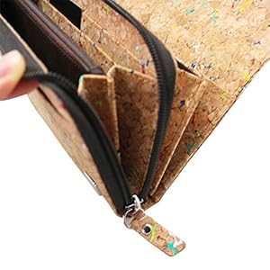 Cork Vegan Purse Wallet , Boshiho Women's Wallet Large Capacity Smart Phone Clutch Zip Long purse with Card Holder Coin Pocket Vegan Gift