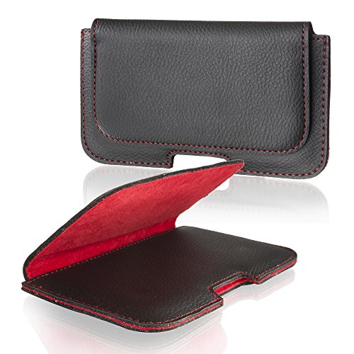 Preisvergleich Produktbild Elegante Slim Handytasche Quertasche Gürteltasche passend für "Microsoft Lumia 650" Handy Schutz Hülle Outdoor Case Cover Etui schwarz