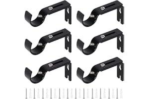 PUEDNO 6 Stück Metall Gardinenstange Halterung Verstellbare, Gardinen Halterung, Wandhalterung Gardinenstangenhalter Vorhangstange Halter für Hause Büro, Schwarz