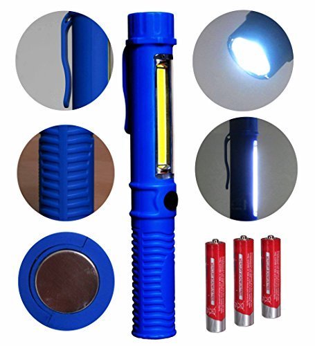 Tragbare LED Arbeitsleuchte Taschenlampe und COB Flutlicht mit Befestigungs-Clip und Magnet.Sehr geeignet für Heim, Auto, Camping, Emergency Kit, Werkstatt und mehr!Plus KOSTENLOS Batterien