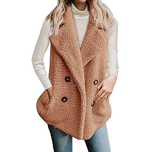 Preisvergleich Produktbild Quaan Damen Ärmellos Weste Outwear, Mode Winter Weich Teddy Kapuzenpullover Jumper Künstlich Pelz Baumwolle Gemütlich Dick Jahrgang Beiläufig Festival draußen Büro Anzüge