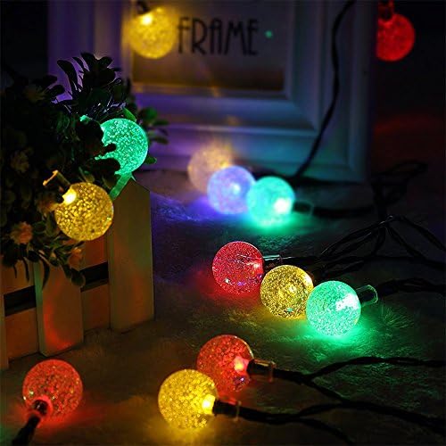 Lonzoth Colorful Outdoor Solar String Lights for Christmas Party Wedding Yard and Holiday Decorations Solar Powered Waterproof Globe Garden Lights 2 Modes 30 Bulbs