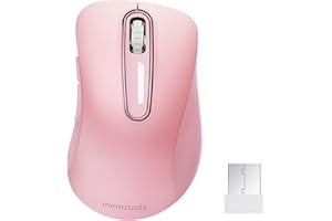 memzuoix Wireless Maus 2.4GHz, Tragbare Optische Maus 1400 DPI mit Mini-USB-Empfänger, 5 Tasten und Batteriebetrieb für Laptop, Desktop, MacBook - Rosa