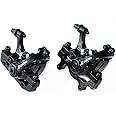 BUCKLOS 【US Stock】 Bike Mechanical Brake Caliper with Adapter, MTB Aluminum Alloy Bilateral Drive Disc Brake Caliper, Bicycle Front Rear Brakes Calipers Device Equipped Brake Pads