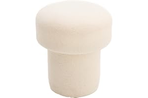 Dekorist Mushroom Pouf, Bean Bag Pouffe Home Decor Extra Seating Floor Cushion, Comfortable Mushroom Foot Rests for Living Room, Bedroom, Indoor, 40x40x42h cm, White