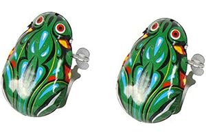 Fitwish Ototon Jouet Mécanique Ancien en Métal Grenouille Jouet à Remonter Jouet Cadeaux Collection pour Enfants 2pcs