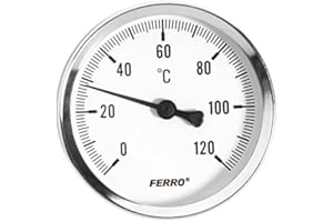 HYDROBIL Horizontal Hydraulic Temperature Gauge, 40mm Diameter, 1/4" BSP Thread - Max. Temp. 120°C, Max. Pressure 6 Bar, Shock Resistant & Reliable Measurements for Professionals