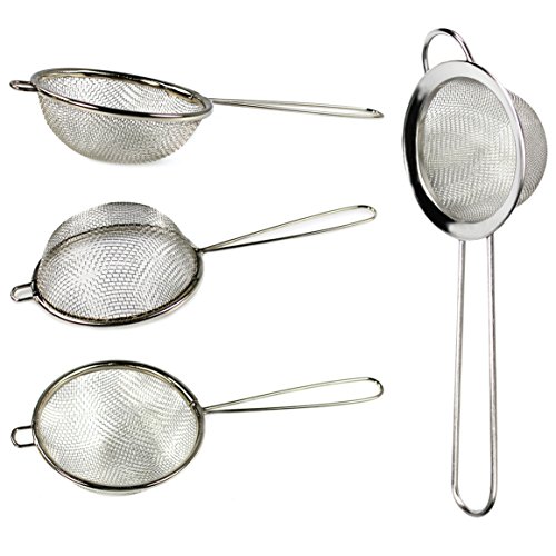 COM-FOUR® Feinmaschiges Küchensieb Siebe Edelstahl ⌀ 9,0 cm (4er Set)